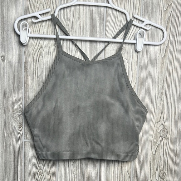 JoyLab Ribbed Gray Crop Top Size large - Picture 1 of 4